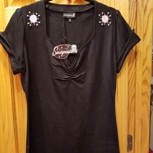 NWT Sourpuss Black Atomic Top Sz XL (fits like L)